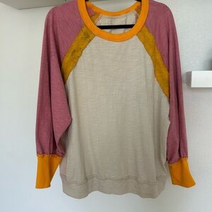 SHEIN Pink and Yellow Colorblock Sweatshirt